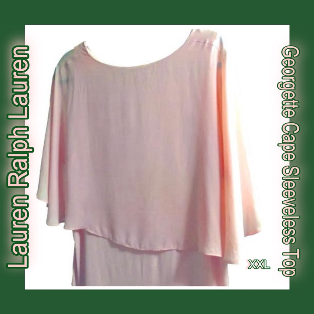 Lauren Ralph Lauren Blush Pink Cape over sleeveless Georgette Top XXL elegant